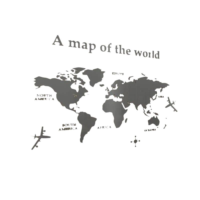 Modern world map Grey VibeSpace