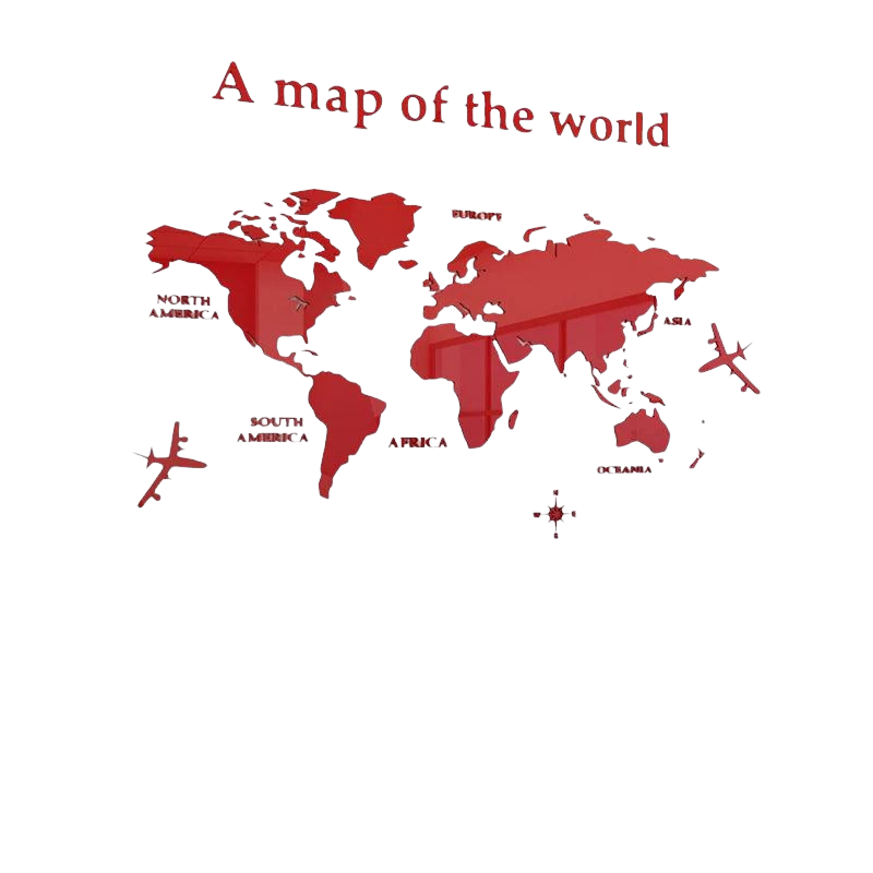 Modern world map Red VibeSpace