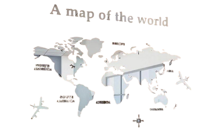 Modern world map Silver VibeSpace