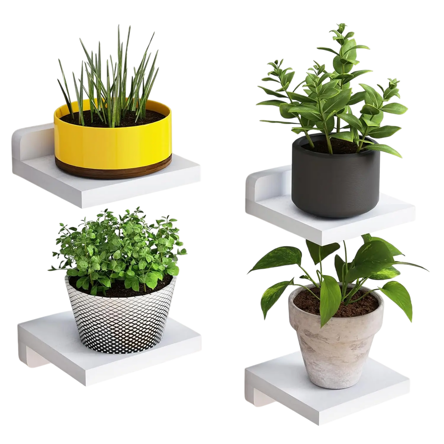 Set of 4 Floating Shelves White VibeSpace