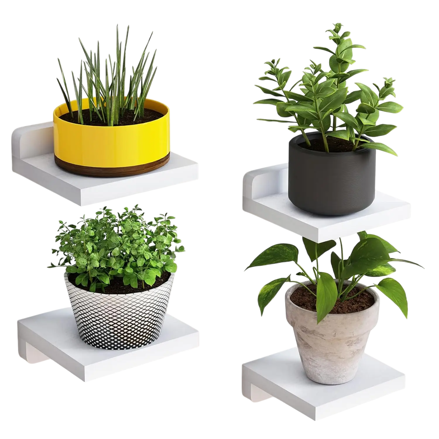 Set of 4 Floating Shelves White VibeSpace