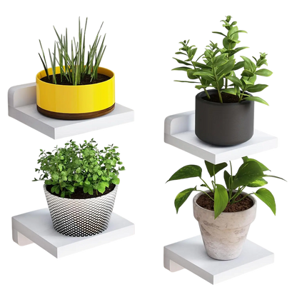 Set of 4 Floating Shelves White VibeSpace