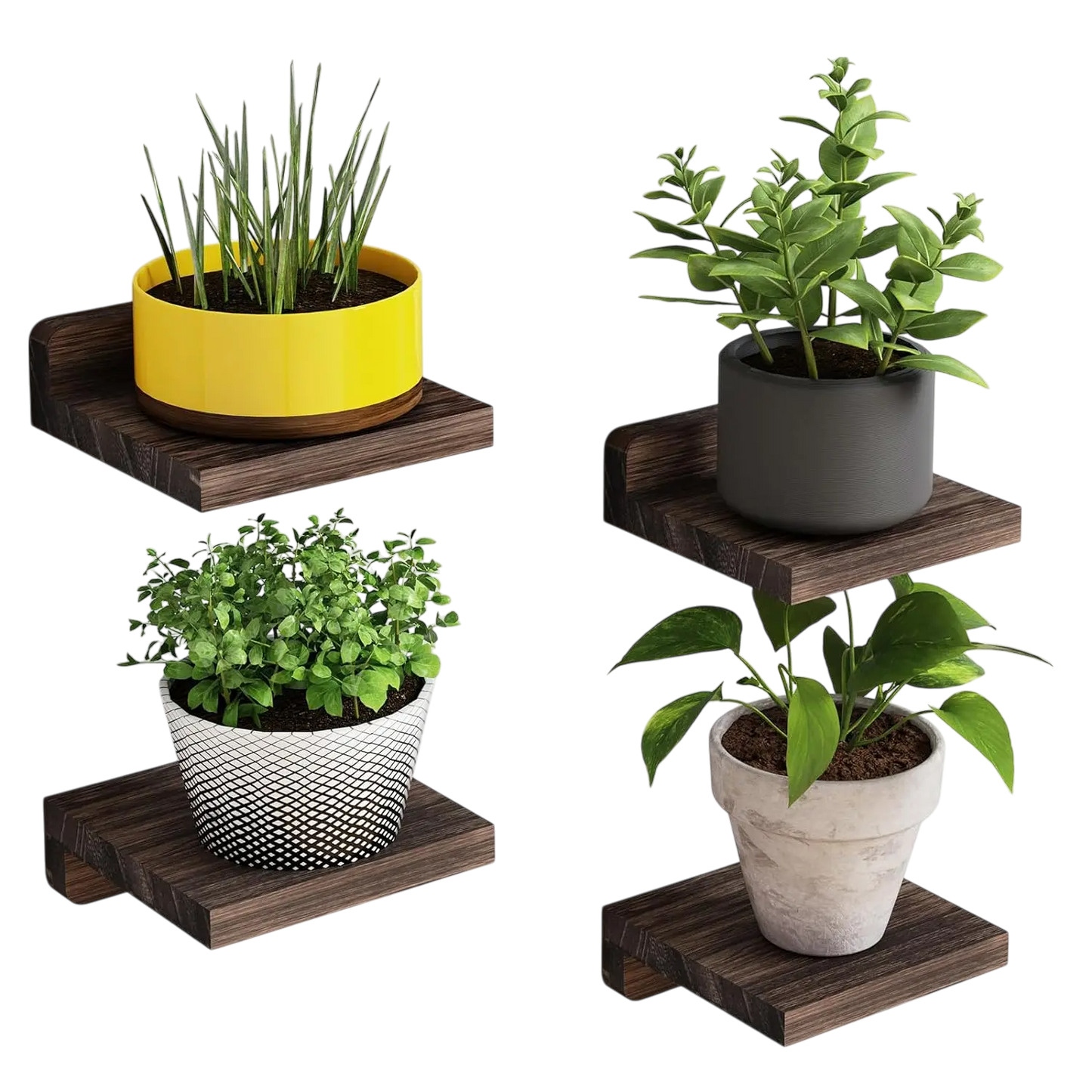 Set of 4 Floating Shelves Dark brown VibeSpace