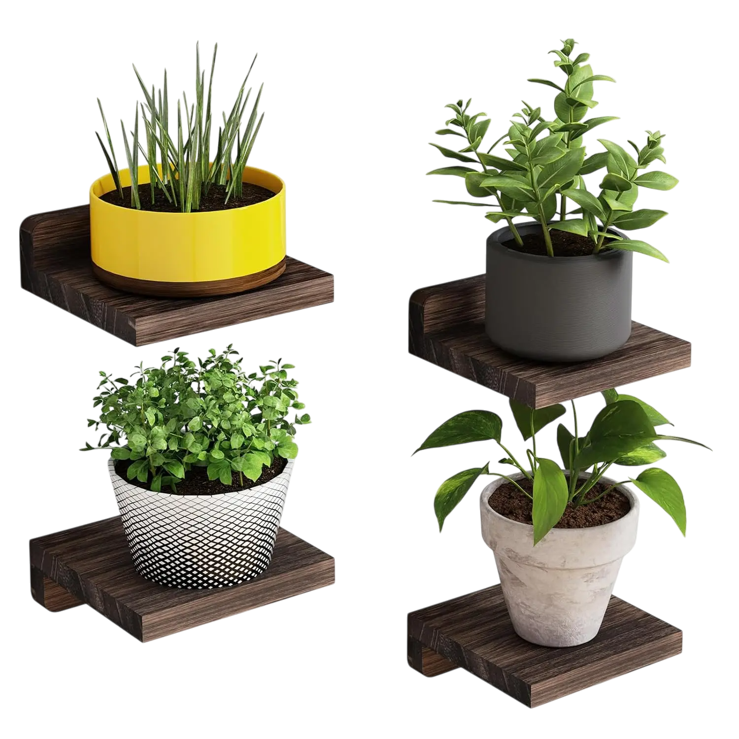 Set of 4 Floating Shelves Dark brown VibeSpace