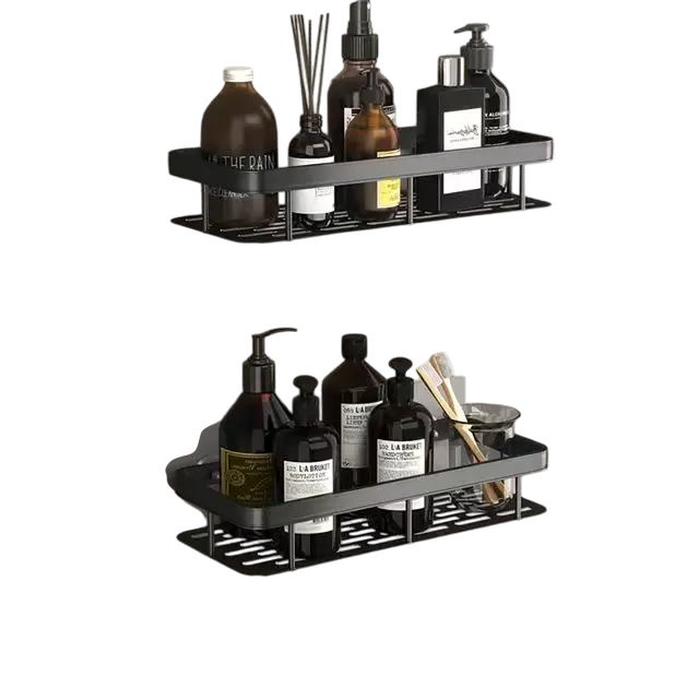Bathroom Shelf Black-2 pieces VibeSpace