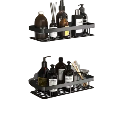 Bathroom Shelf Black-2 pieces VibeSpace