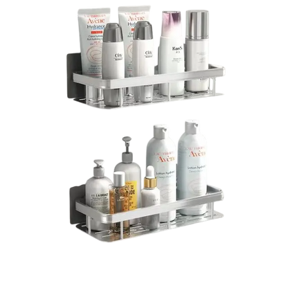 Bathroom Shelf Silver-2pieces VibeSpace