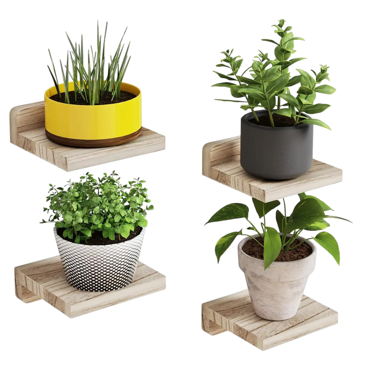 Set of 4 Floating Shelves Bamboo VibeSpace