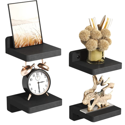 Set of 4 Floating Shelves Black VibeSpace